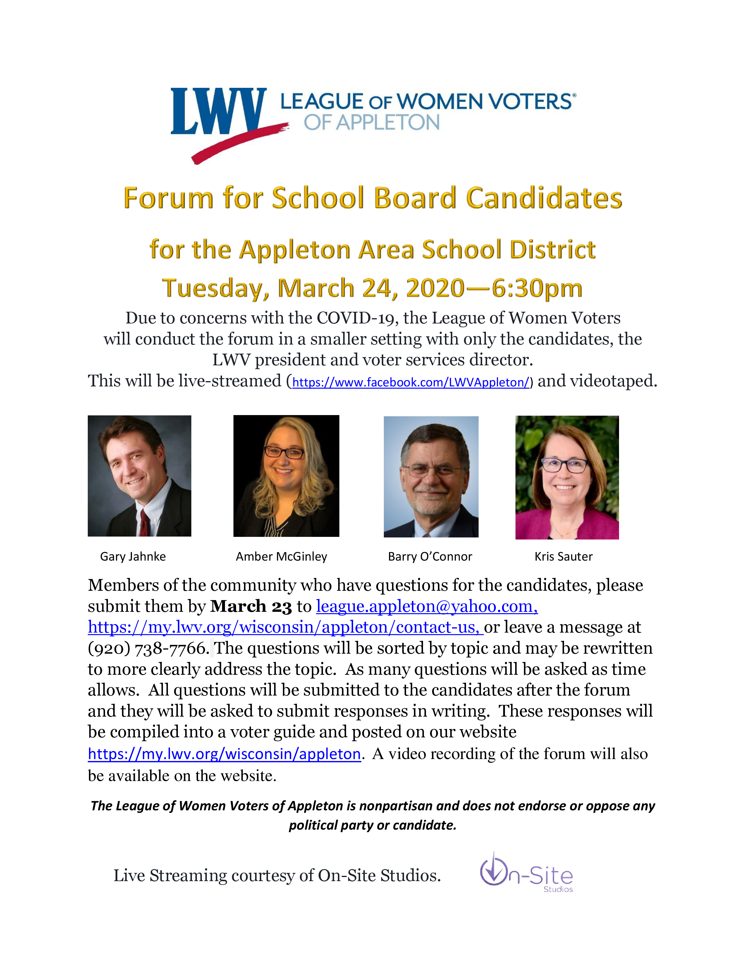 Cancelled Forum For School Board Candidates (Appleton Area School